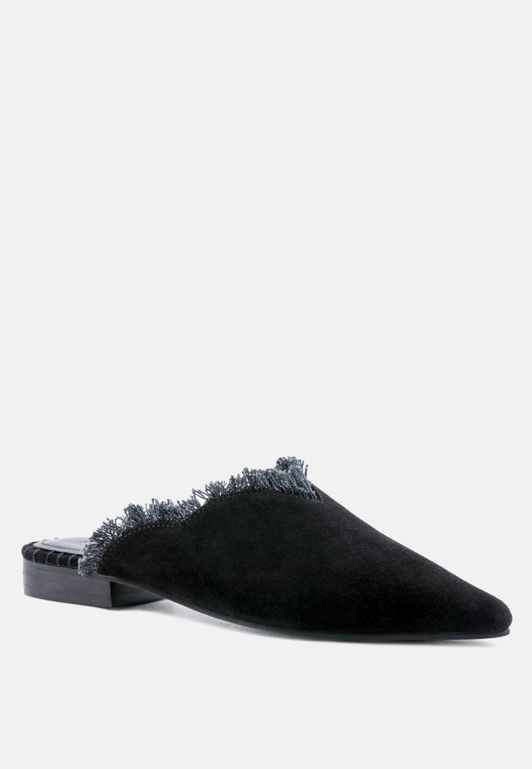 Molly Frayed Leather Mules - Glamourous Grace