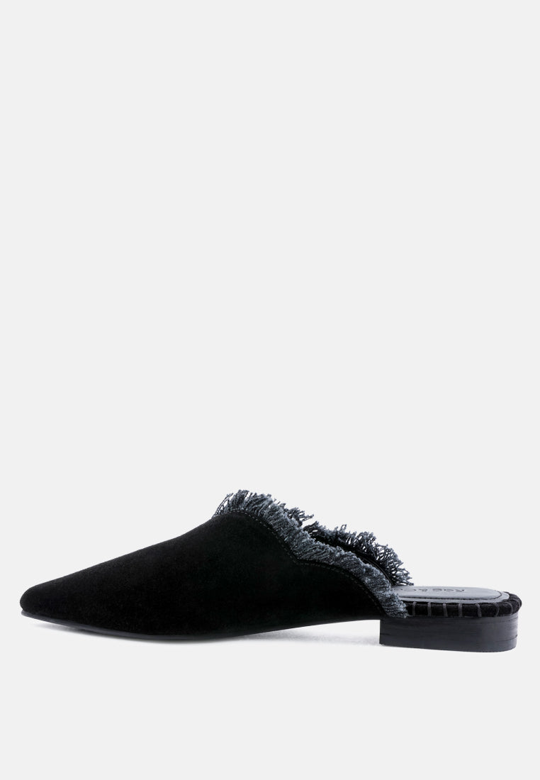 Molly Frayed Leather Mules - Glamourous Grace