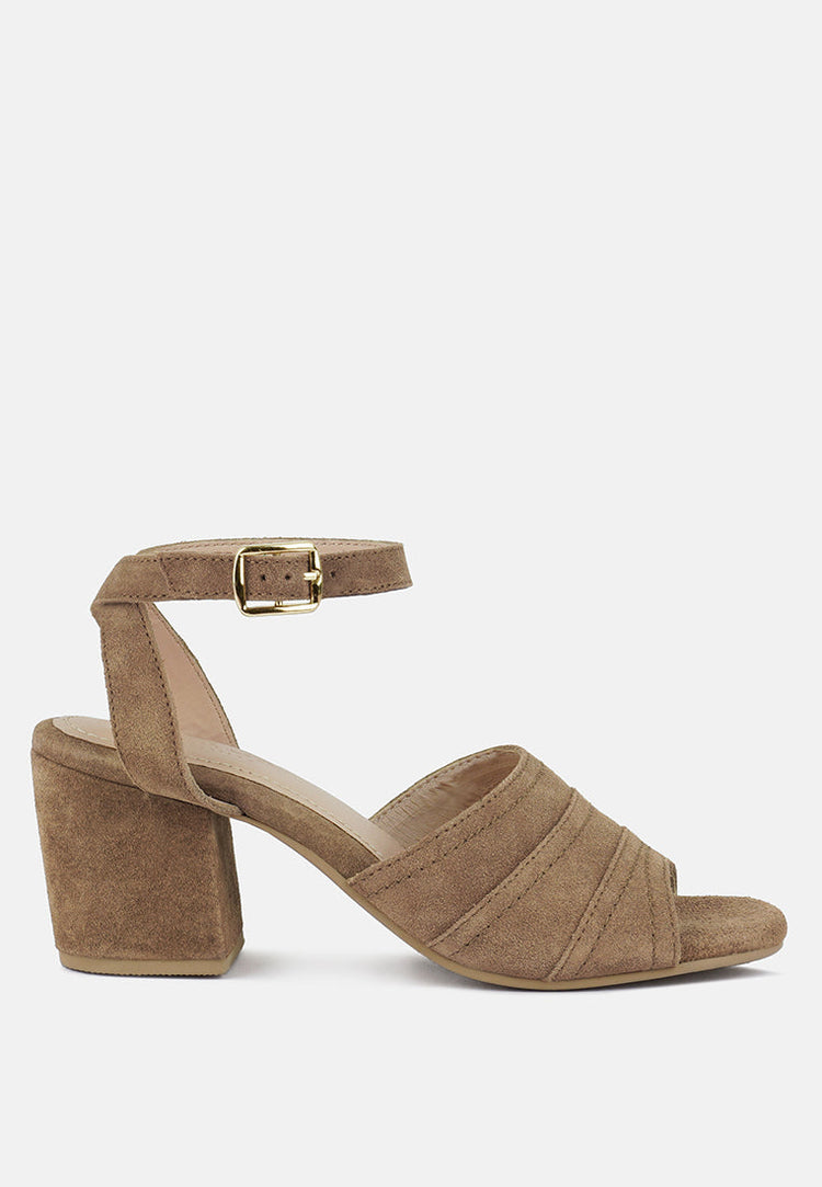 Mon-Beau Fine Suede Block Heeled Sandal - Glamourous Grace