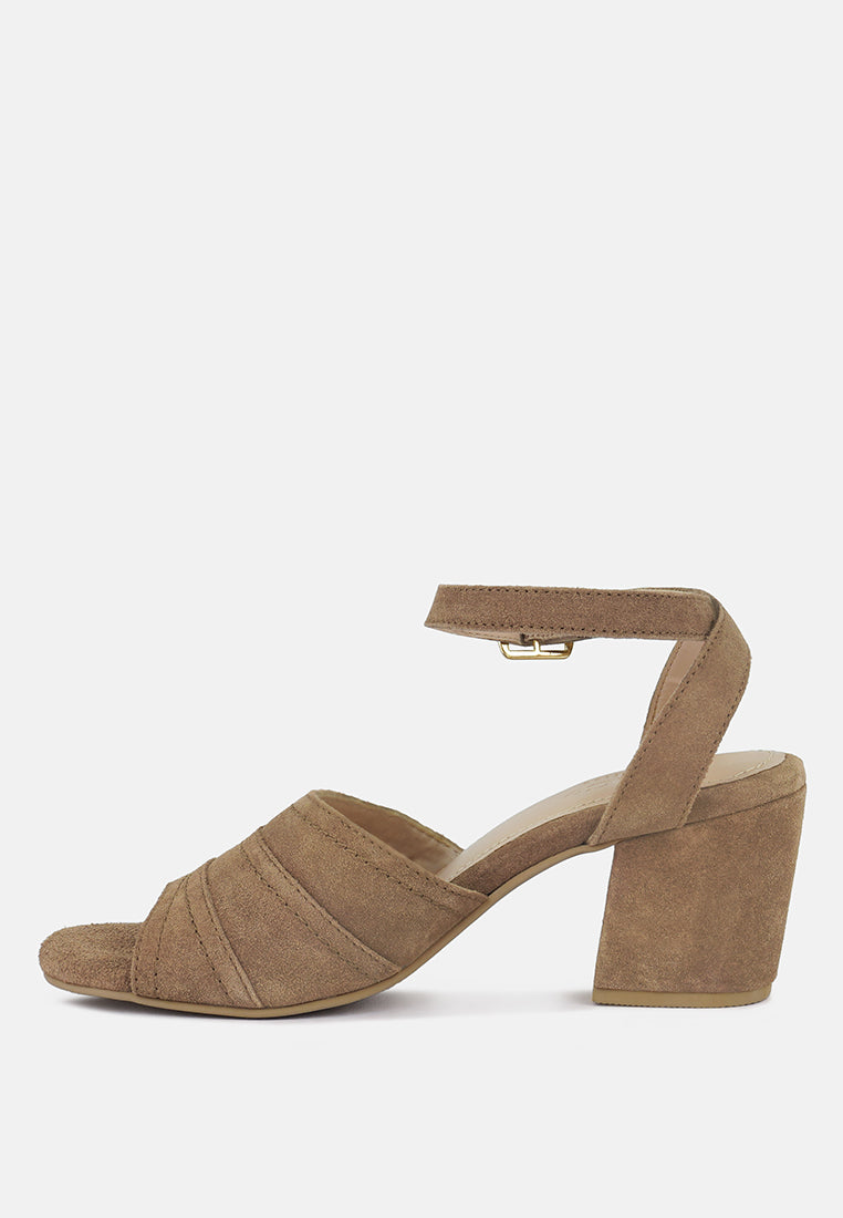 Mon-Beau Fine Suede Block Heeled Sandal - Glamourous Grace
