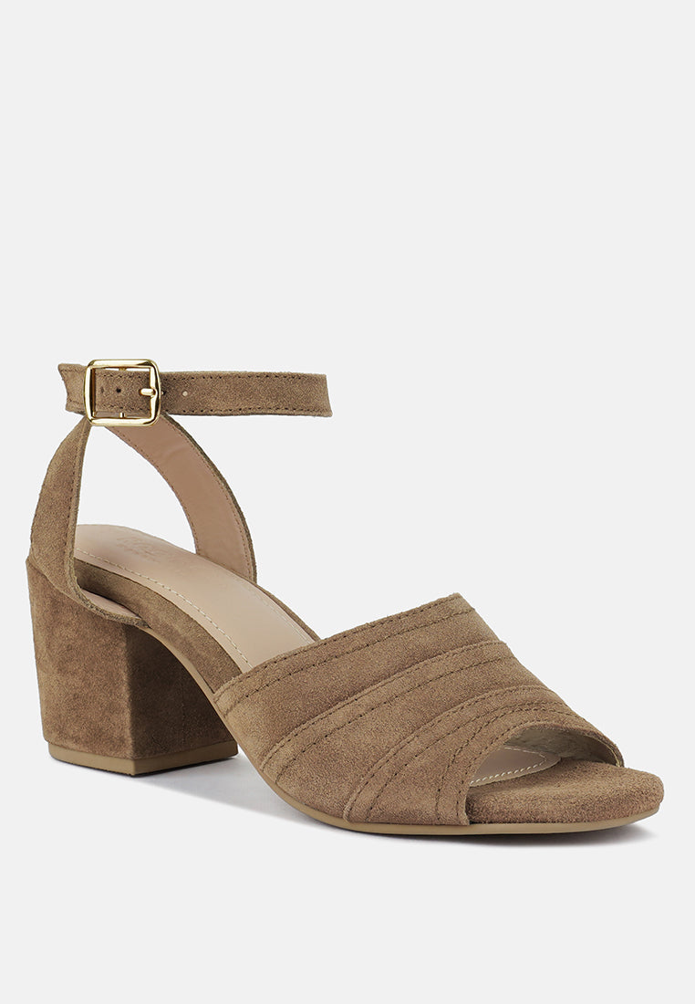 Mon-Beau Fine Suede Block Heeled Sandal - Glamourous Grace