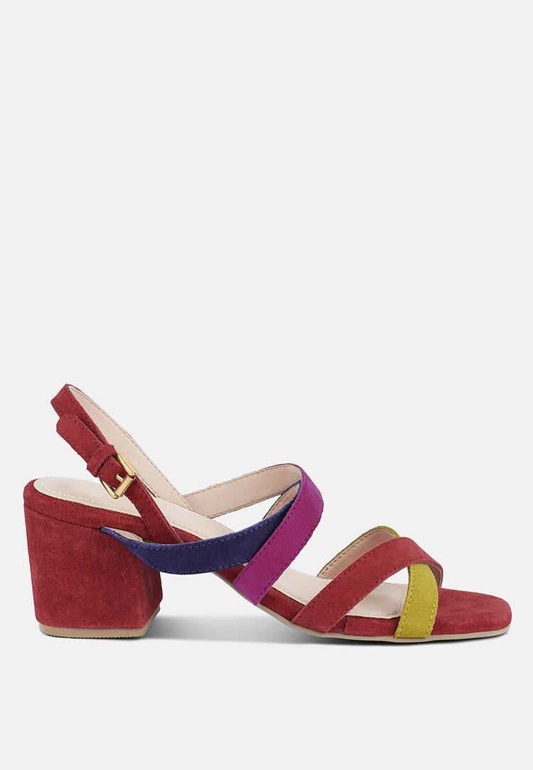 Mon-Lapin Mid Heeled Block Leather Sandal - Glamourous Grace
