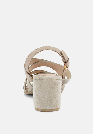 Mon-Lapin Mid Heeled Block Leather Sandal
