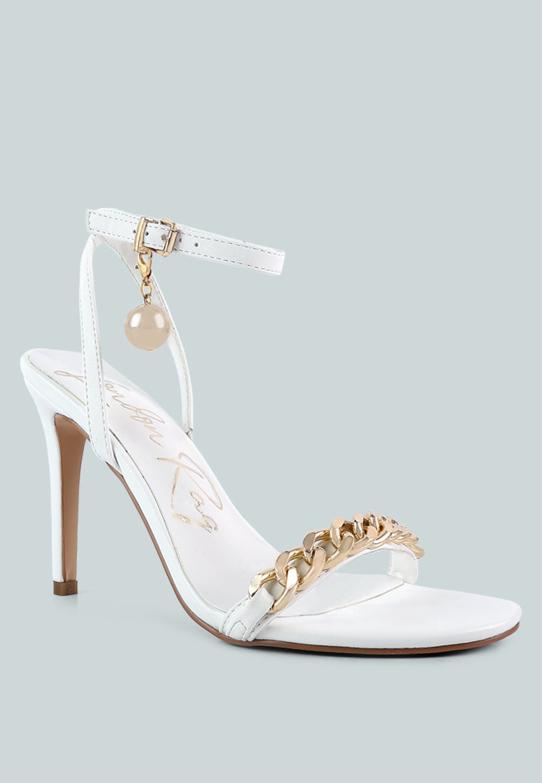 Mooning Metal Chain Strap Stiletto Sandals - Glamourous Grace