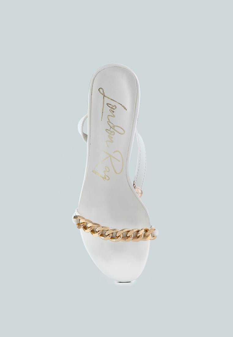 Mooning Metal Chain Strap Stiletto Sandals - Glamourous Grace