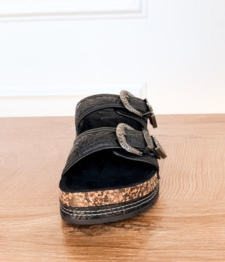 Morgana Western Sandal in Black - Glamourous Grace