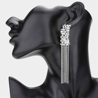 _ Bubble Stone Embellished Fringe Dangle Earrings