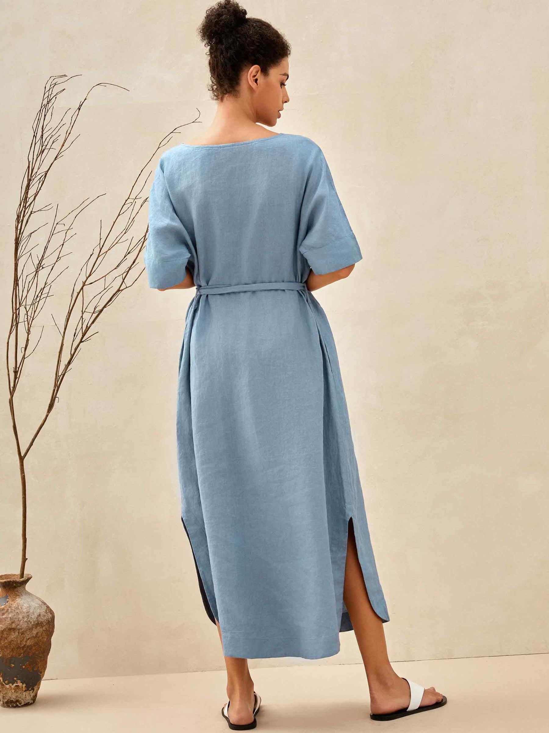 100% Linen Loose Fit Kimono Maxi Dress MADDIE - Glamourous Grace