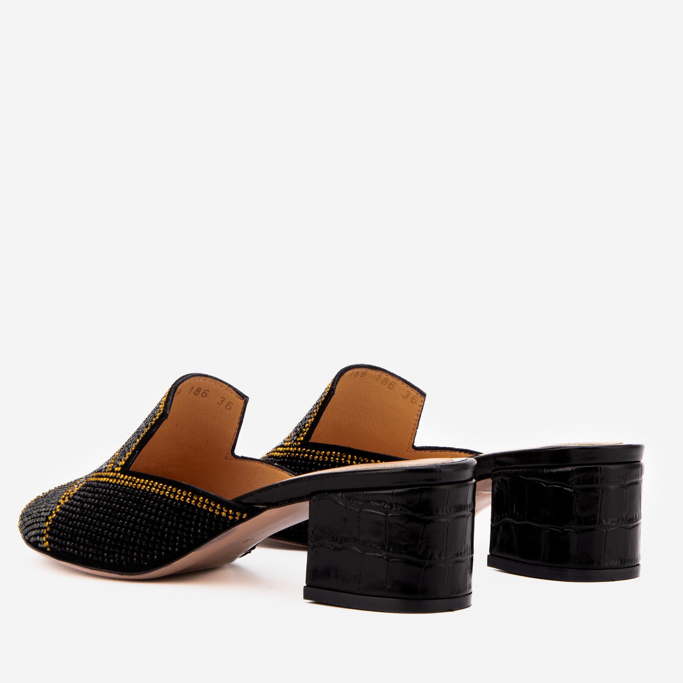 The Magnolia Black Glitter Leather Women Sandal - Glamourous Grace