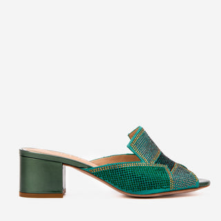 The Magnolia Green Glitter Leather Women Sandal - Glamourous Grace