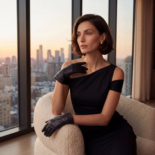 Marcella (black) - Unlined women’s lambskin leather gloves - Glamourous Grace