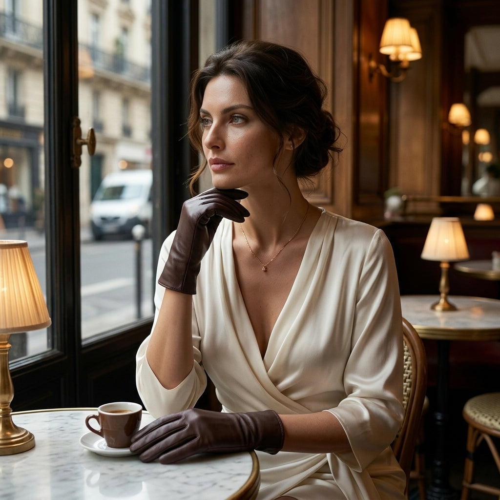 Marcella (brown) - Unlined women’s lambskin leather gloves - Glamourous Grace