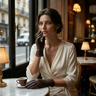 Marcella (brown) - Unlined women’s lambskin leather gloves - Glamourous Grace