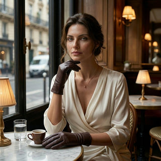 Marcella (brown) - Unlined women’s lambskin leather gloves - Glamourous Grace