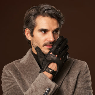 Marcello (black) – Luxurious Italian peccary driving gloves - Glamourous Grace