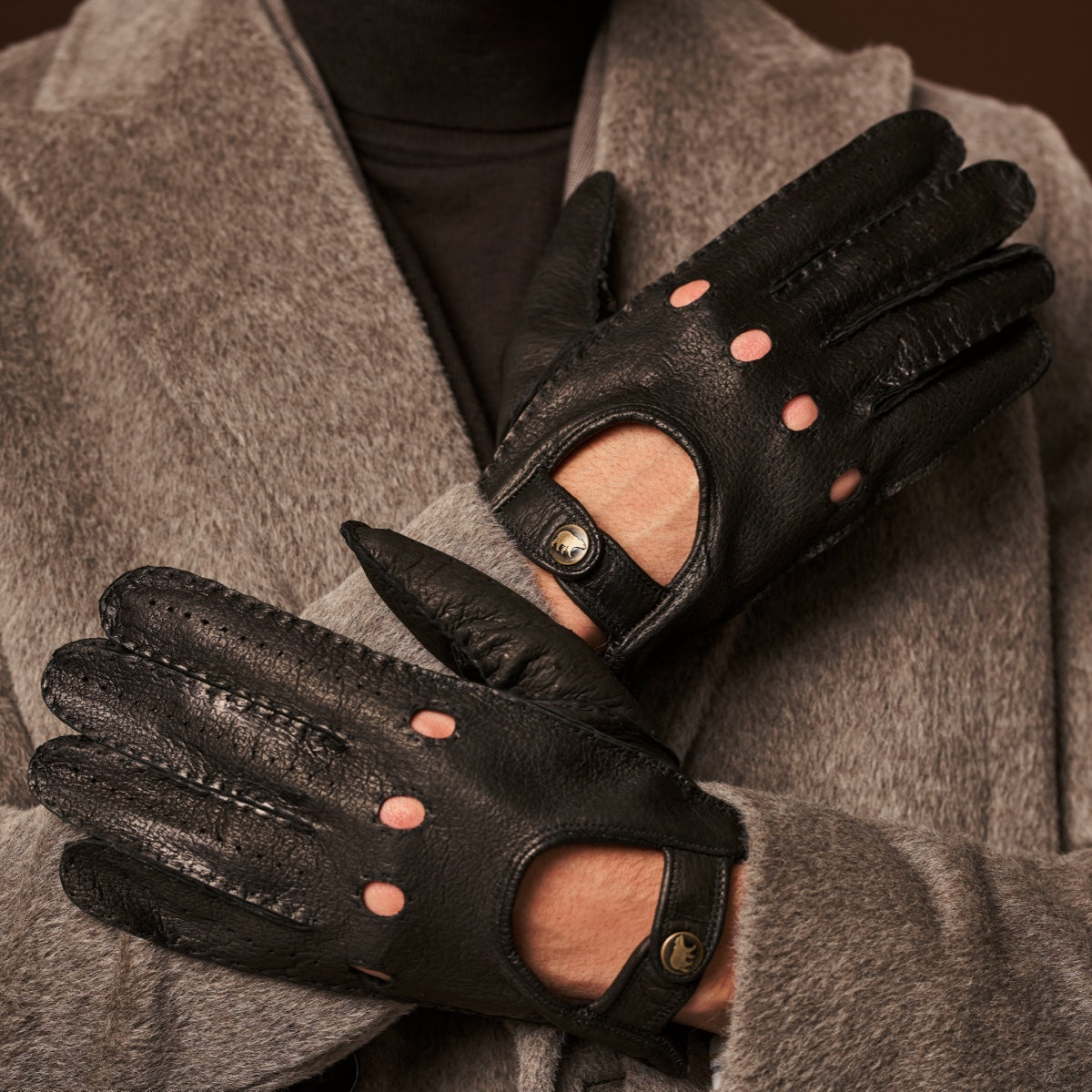 Marcello (black) – Luxurious Italian peccary driving gloves - Glamourous Grace