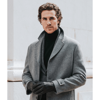 Marco (black) - Italian lambskin leather gloves with white rabbit fur lining - Glamourous Grace