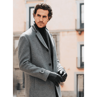 Marco (black) - Italian lambskin leather gloves with brown rabbit fur lining - Glamourous Grace