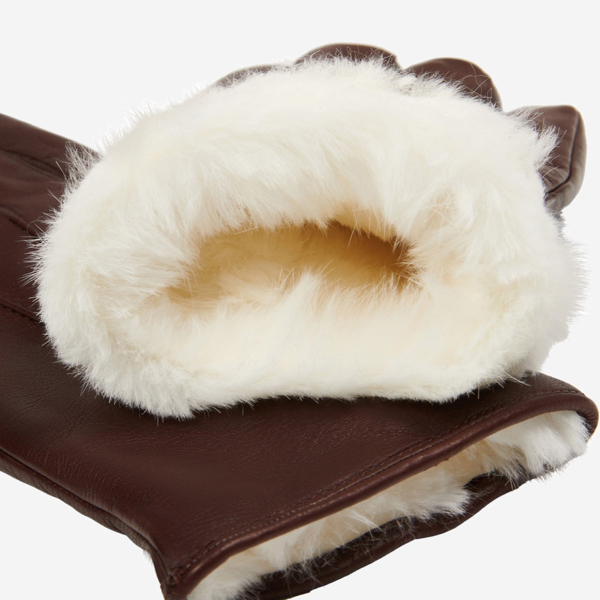 Marco (brown) - Italian lambskin leather gloves with white rabbit fur lining - Glamourous Grace
