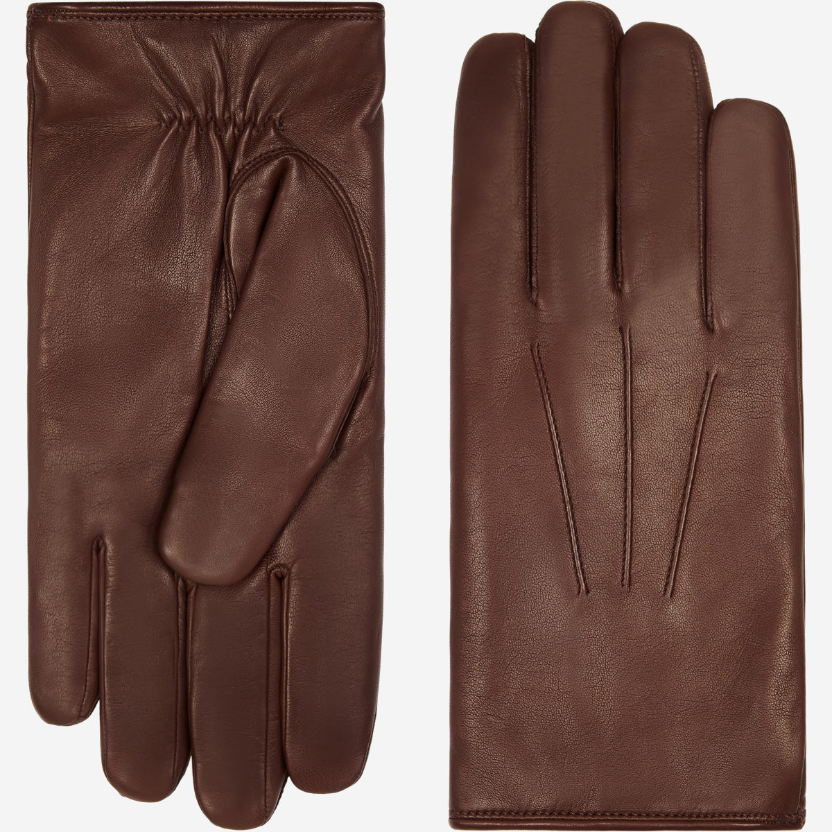Marco (brown) - Italian lambskin leather gloves with brown rabbit fur lining - Glamourous Grace