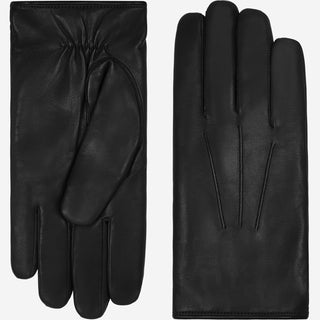 Marco (black) - Italian lambskin leather gloves with white rabbit fur lining - Glamourous Grace