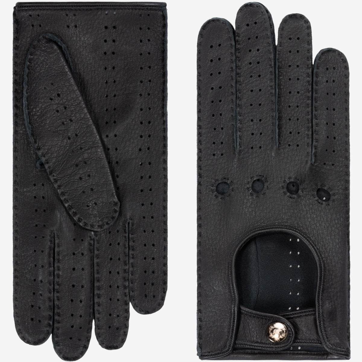 Maria (black) - Italian driving gloves made of American deerskin leather - Glamourous Grace