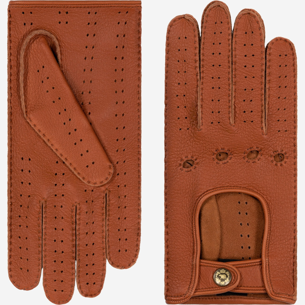Maria (brown) - Italian driving gloves made of American deerskin leather - Glamourous Grace