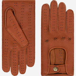Maria (brown) - Italian driving gloves made of American deerskin leather - Glamourous Grace
