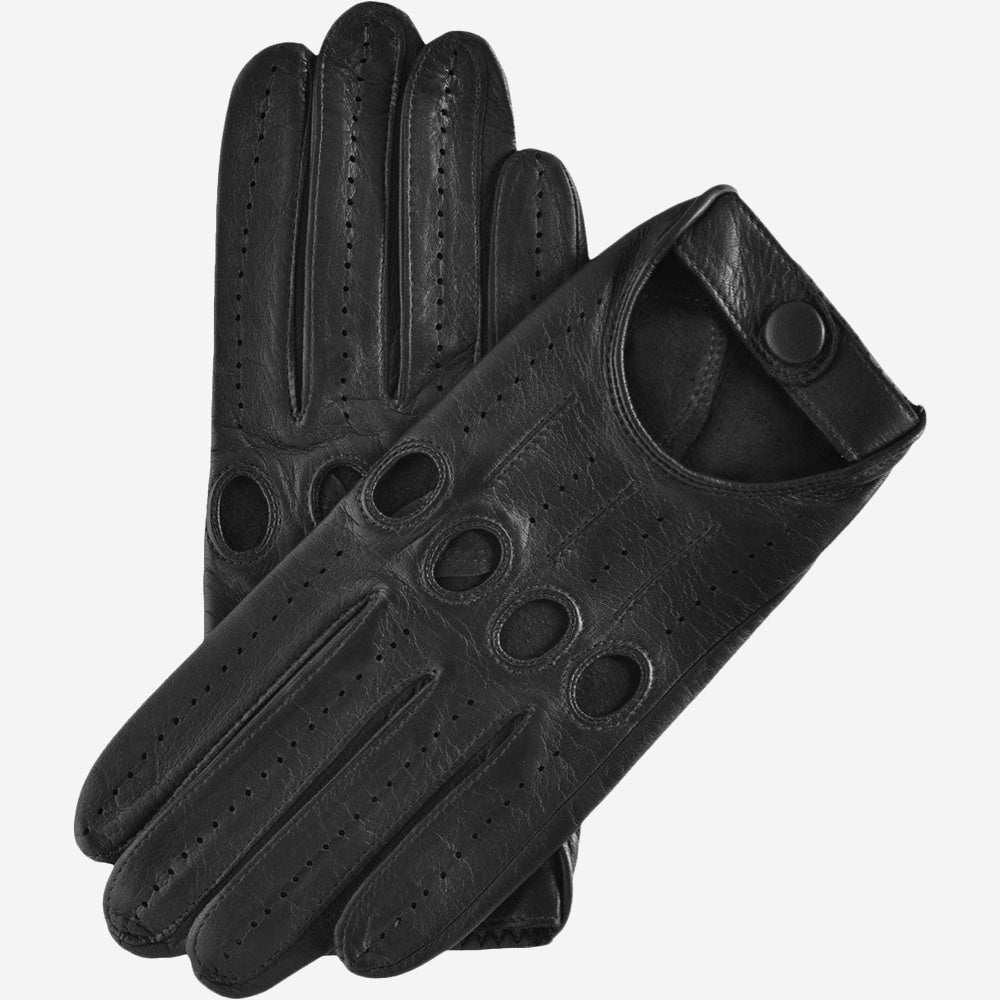 Mario (black) - Italian lambskin leather driving gloves - Glamourous Grace