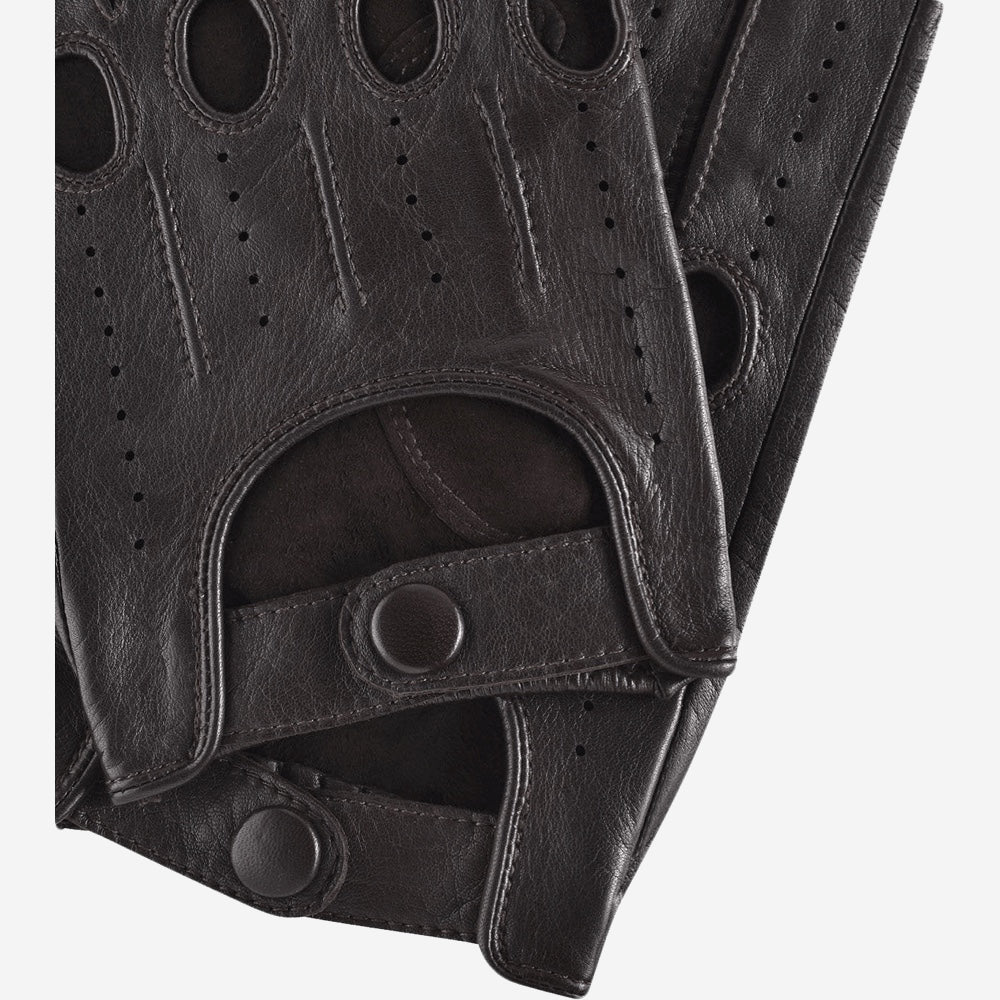 Mario (black) - Italian lambskin leather driving gloves - Glamourous Grace