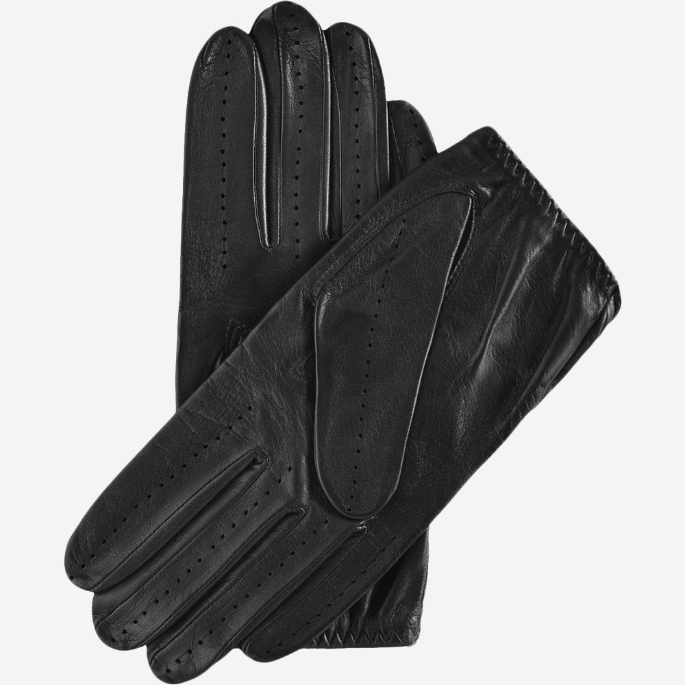 Mario (black) - Italian lambskin leather driving gloves - Glamourous Grace