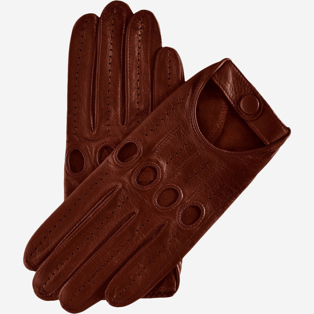 Mario (brown) - Italian lambskin leather driving gloves - Glamourous Grace