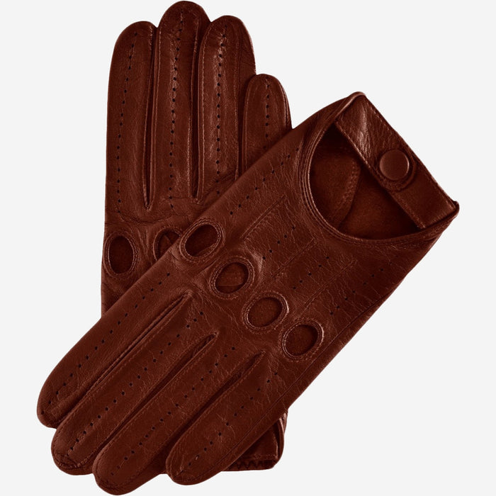 Mario (brown) - Italian lambskin leather driving gloves & touchscreen feature - Glamourous Grace