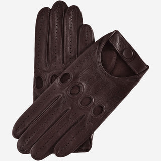 Mario (dark brown) - Italian lambskin leather driving gloves - Glamourous Grace