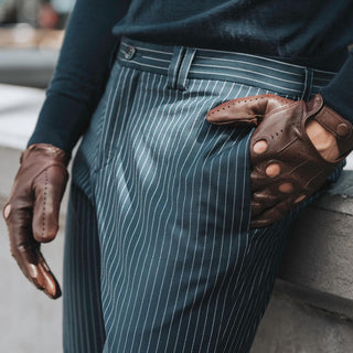 Mario (brown) - Italian lambskin leather driving gloves - Glamourous Grace
