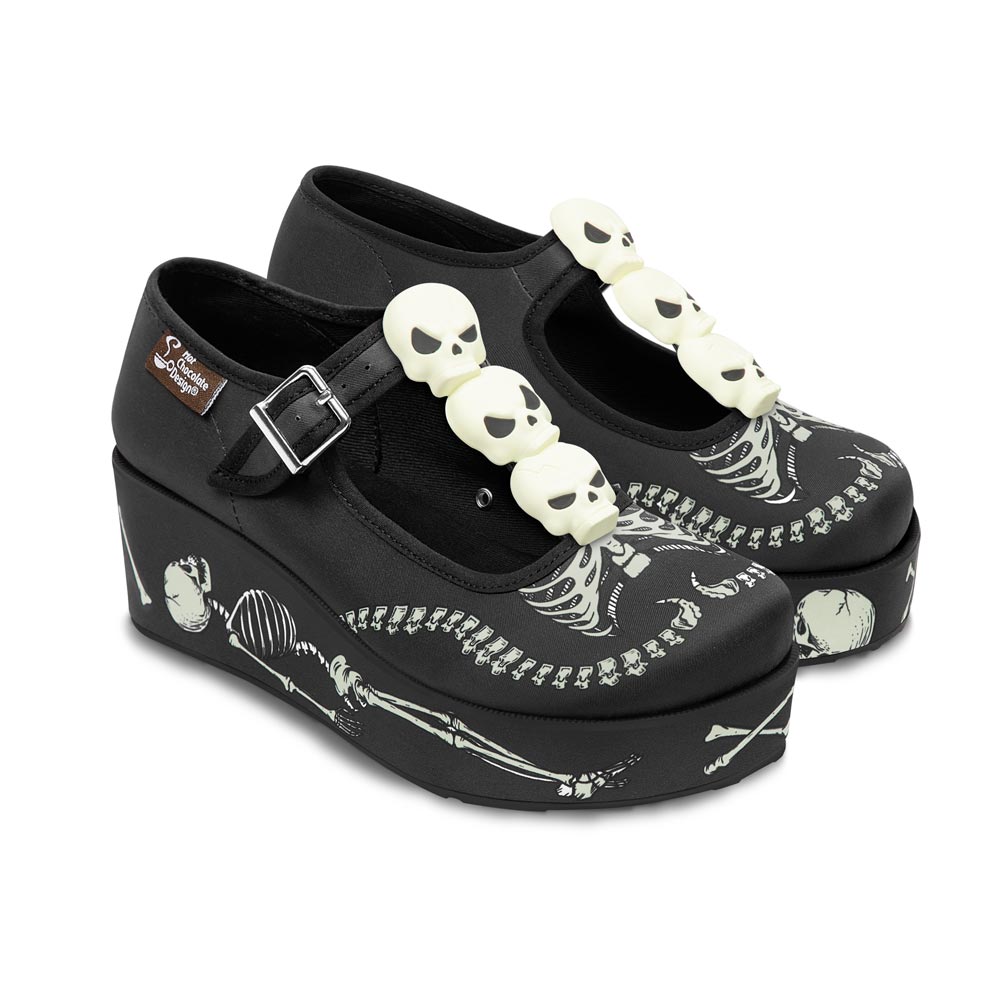Skeletons Under My Bed Women's Mary Jane Platforms - Glamourous Grace