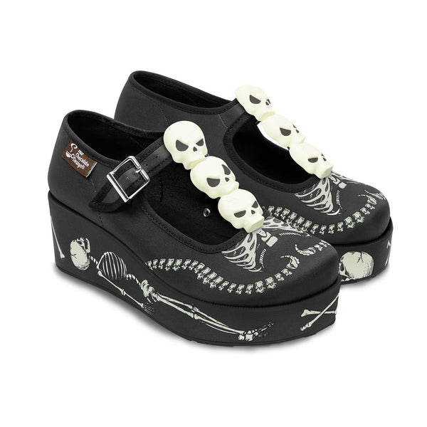 Skeletons Under My Bed Women's Mary Jane Platforms - Glamourous Grace