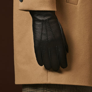 Matteo (black) - Italian gloves made of American deerskin leather with cashmere lining - Glamourous Grace