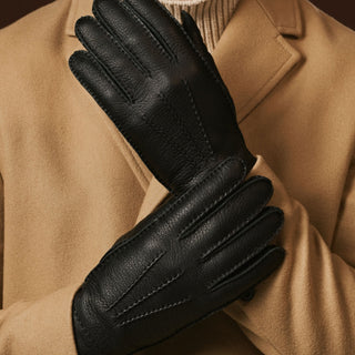 Matteo (black) - Italian gloves made of American deerskin leather with cashmere lining - Glamourous Grace