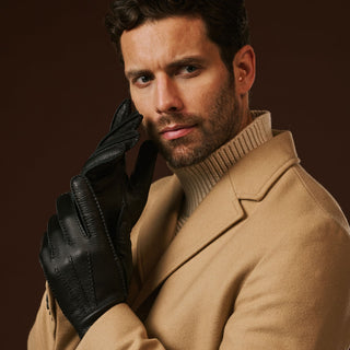 Matteo (black) - Italian gloves made of American deerskin leather with cashmere lining - Glamourous Grace