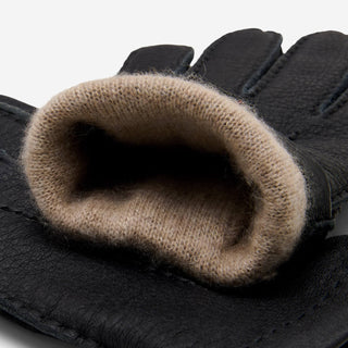 Matteo (black) - Italian gloves made of American deerskin leather with cashmere lining - Glamourous Grace