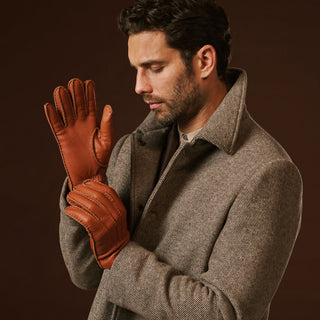 Matteo (brown) - Italian gloves made of American deerskin leather with cashmere lining - Glamourous Grace