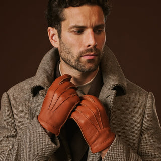 Matteo (brown) - Italian gloves made of American deerskin leather with cashmere lining - Glamourous Grace