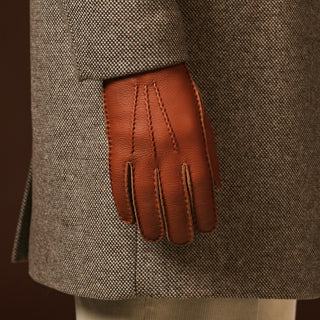 Matteo (brown) - Italian gloves made of American deerskin leather with cashmere lining - Glamourous Grace