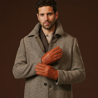 Matteo (brown) - Italian gloves made of American deerskin leather with cashmere lining - Glamourous Grace