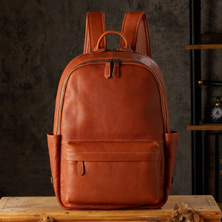 Men Leather 16" Laptop Backpack Full Grain Leather School Backpack