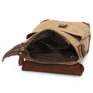 Men's Vintage Canvas Crossbody Bag, Multi-Pocket Sling Messenger Bag for Outdoor & Everyday Use
