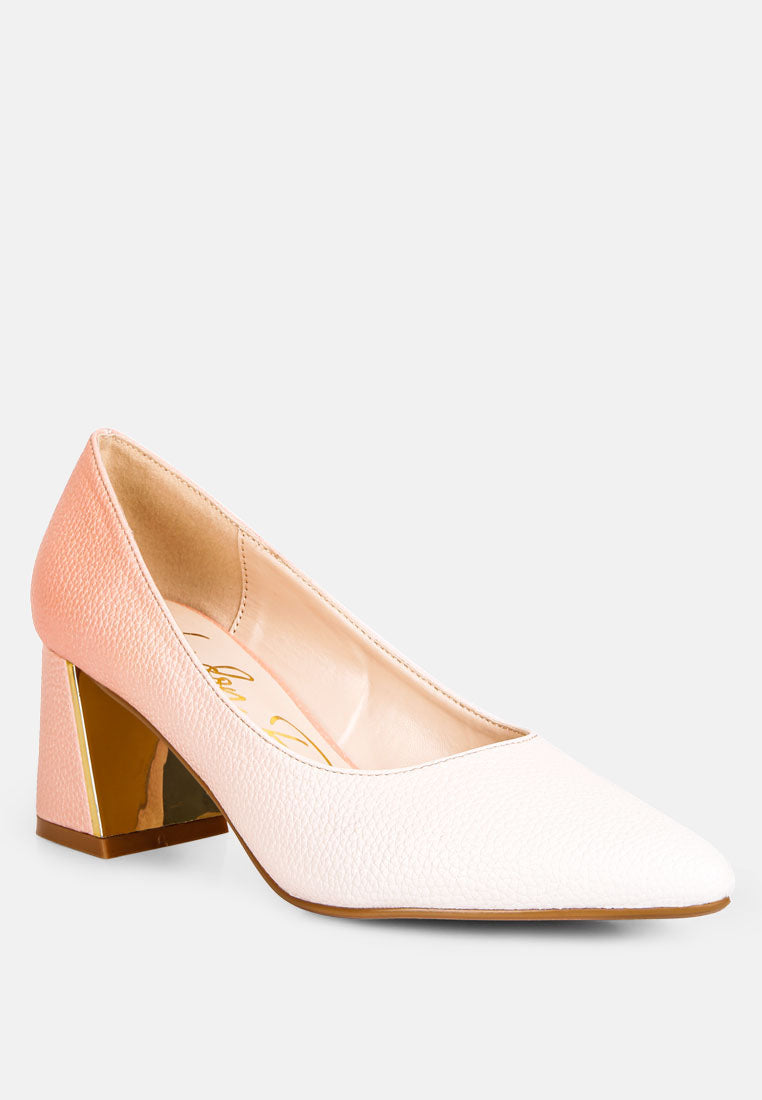 Harlow Metallic Accent Block Heel Pumps - Glamourous Grace