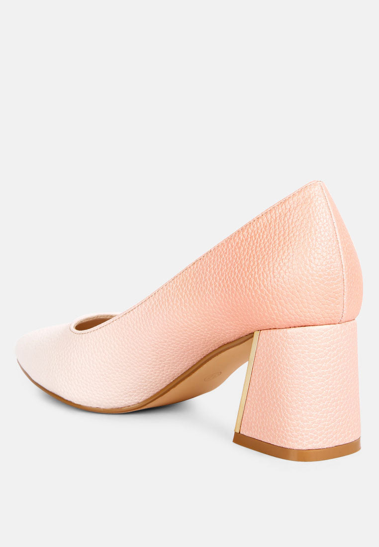Harlow Metallic Accent Block Heel Pumps - Glamourous Grace