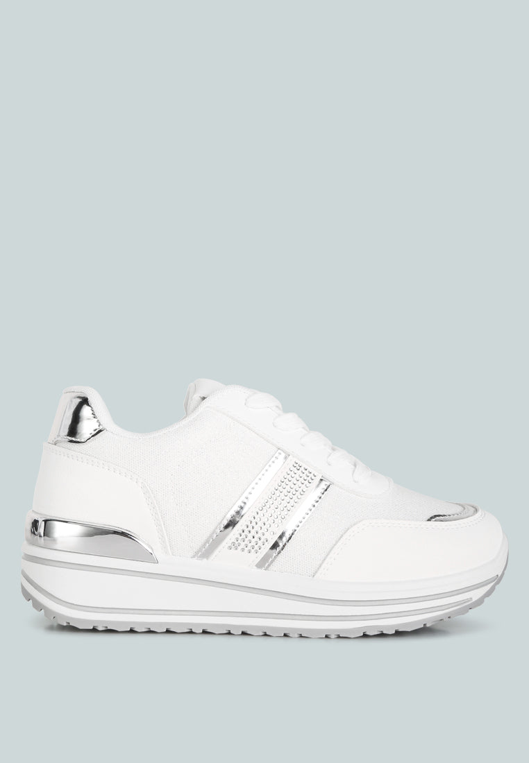 Mailys Metallic Panel Platform Sneakers - Glamourous Grace